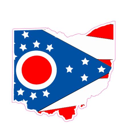 Ohio Flag State Shaped Sticker - U.S. Custom Stickers