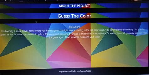 Github Damianaradoguess The Color It Is A Color Guessing Game Made