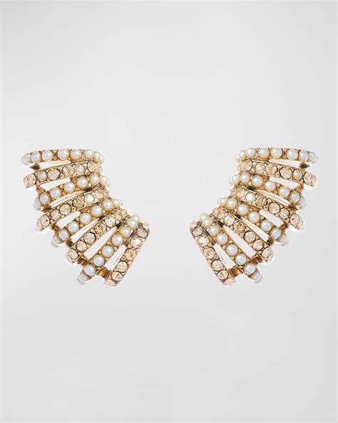 Oscar De La Renta Pearly Crystal Talita Earrings Neiman Marcus