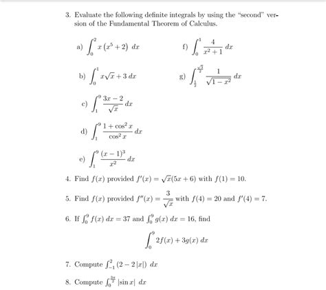 Solved 3 Evaluate The Following Definite Integrals By Using