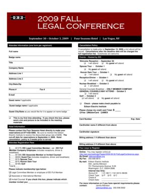 Fillable Online Attendee Information One Form Per Registrant Fax