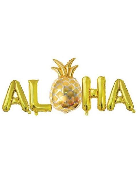 Aloha Balloons With Pineapple Hawaiian Party Foil Balloons 16inch Metallic Mylar Balloon For