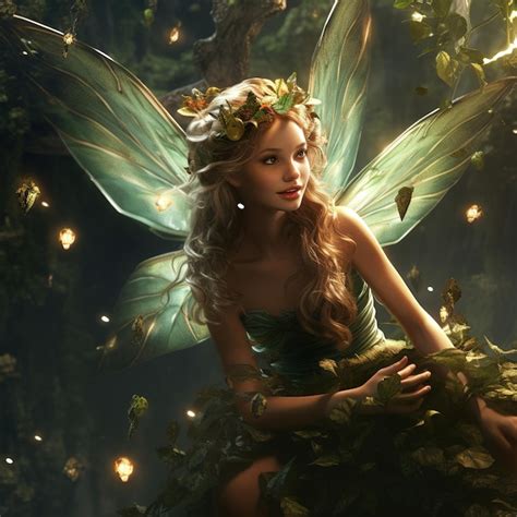 Premium AI Image Flying Fairy With Blonde Hair And Butterfly Wings Generative AI