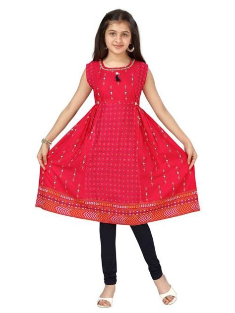 Buy Aarika Girls Rani Color Printed Flared Kurti Online At Best Prices