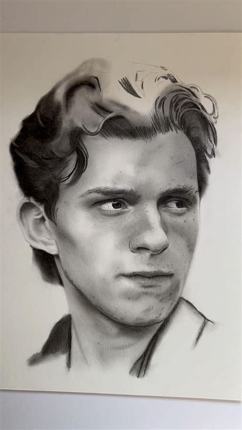 Portrait Drawing Of Tom Holland By Nadia Moreno Nache Artwork In