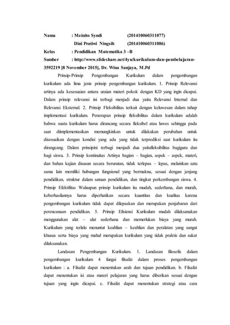 Landasan Dan Prinsip Pengembangan Kurikulum Pdf