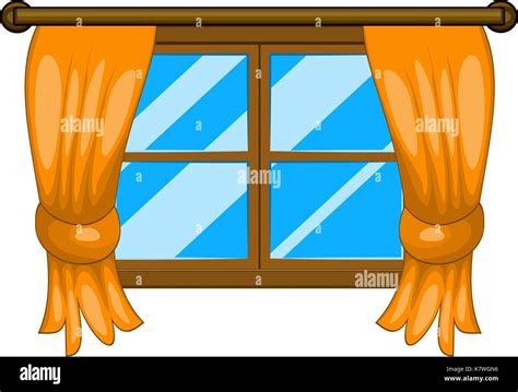 Dibujos Animados Con Las Cortinas De La Ventana Símbolo Del Vector