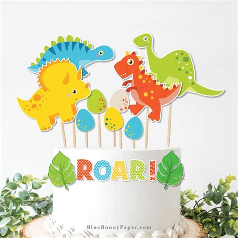 Dinosaur Cake Toppers Dinosaur Birthday Party Decorations Dino Printable T Rex Tyrannosaurus