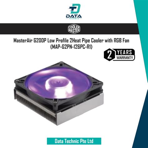 Cooler Master Masterair G200p Low Profile 2heat Pipe Cooler With Rgb Fan Map G2pn 126pc R1