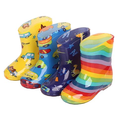 Ocuk Ya Mur Ayakkab Lar PVC Orta Buza Bebek Rainboots Ocuklar Kau Uk