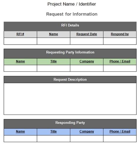 Free Construction Rfi Template Word Excel Pdf Excel Tmp