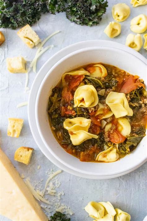 Rustic Tortellini Soup With Italian Sausage And Kale Fueling A Southern Soul