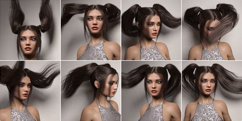 Double Tails Hair For Genesis 3 And 8 Female S Daz 3d