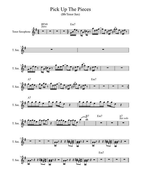 Pick Up The Pieces Sheet Music For Saxophone Tenor Solo