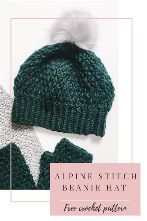 Aspen Alpine Stitch Beanie Hat Burgundy And Blush Crochet Crochet