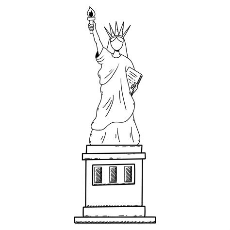 Statue Of Liberty Symbol Of America New York Vector Doodle