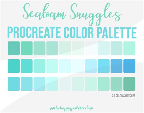 Seafoam Procreate Color Palette Lettering Digital Art Illustration Blue