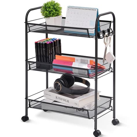 Kk Kingrack Tier Rolling Cart Organizer With Wheels Metal Utility