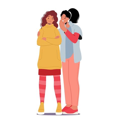 Premium Vector Two Women Characters Huddled Close Whispering Secrets