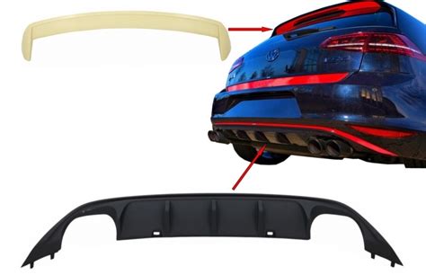 Kit Rear Bumper Air Diffuser With Roof Spoiler Suitable For VW Golf 7