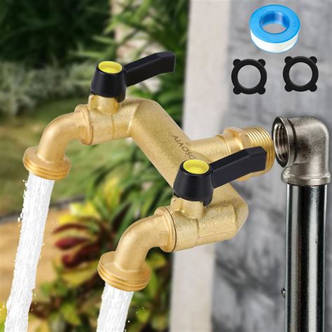 Amazon.com: Outdoor Garden Water Faucet with Double Outlet, Outside ...