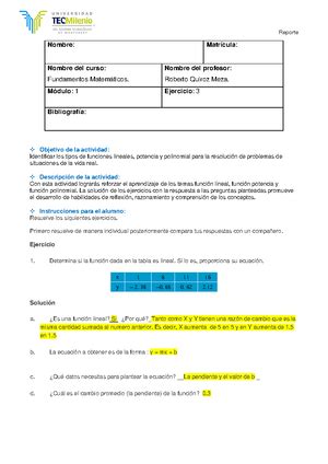 Fundamentos Matematicos Evidencia Soluciona Ejercicios Y Problemas