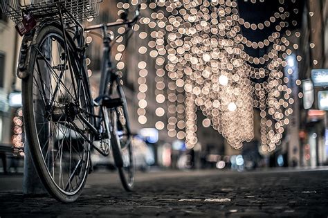 Hd Wallpaper Black Bicycle Winter Road Night Bike The City