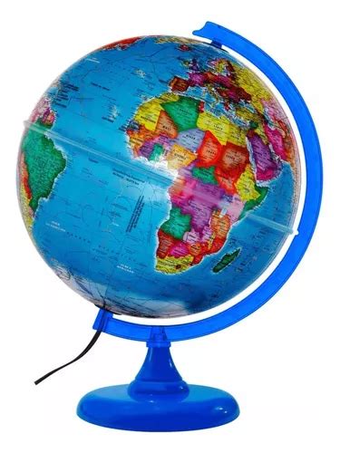 Globo Terrestre Libreria Cm Prisma Led Base Azul Celeste Frete Gr Tis