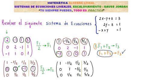 ÁLGEBRA LINEAL ESCALONAMIENTO DE SISTEMA DE ECUACIÓN CON GAUSS ENTRA