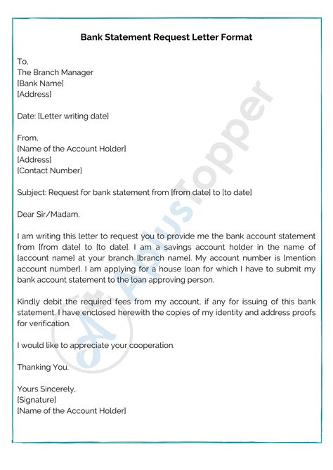 Statement Of Account Sample Letter