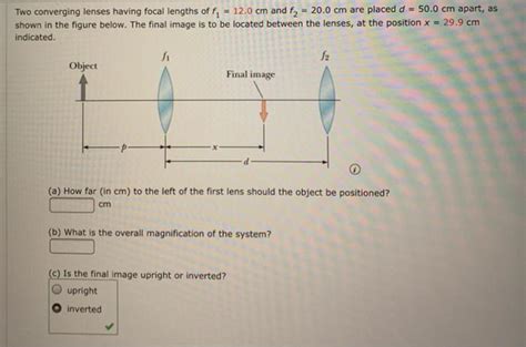 Solved Two Converging Lenses Having Focal Lengths Of F