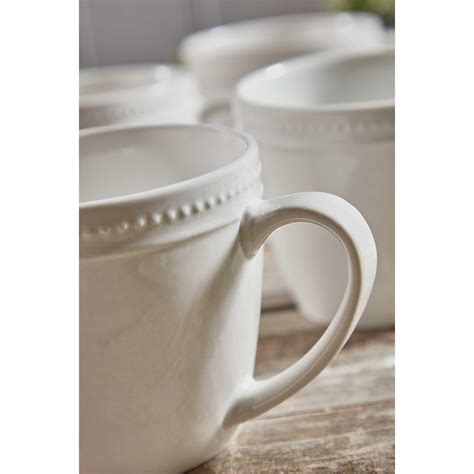 Homelife 4 Piece Casa Beaded Mug Set White Frasers