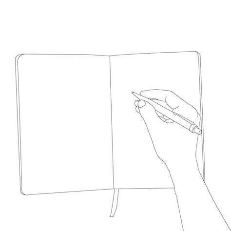 Premium Vector One Line Drawing Hand Holding Pen With Book And