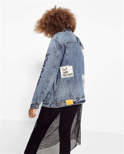 Oversized Studded Denim Jacket Crafted Denim Trf Zara Turkey