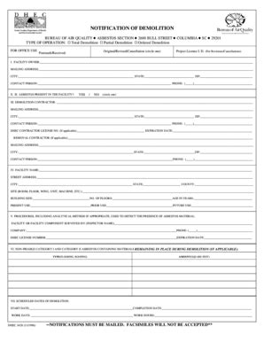 Fillable Online Notification Of Demolition Aaa Environmental Fax