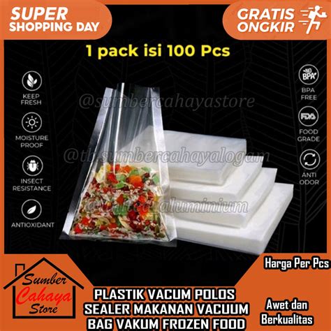 Jual Plastik Vacuum Bag Polos Vacum Vakum Sealer Makanan Per Lembar