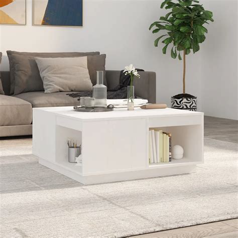 Table Basse Blanc YOSOO DX4396 Bois Massif De Pin 80x81x36 5 Cm