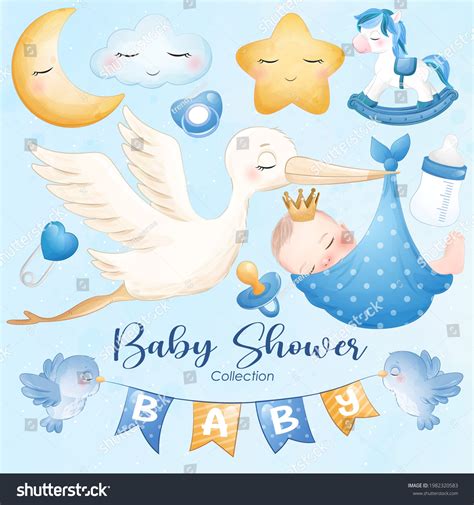 Cute Baby Boy Watercolor Illustration Stock Vector Royalty Free