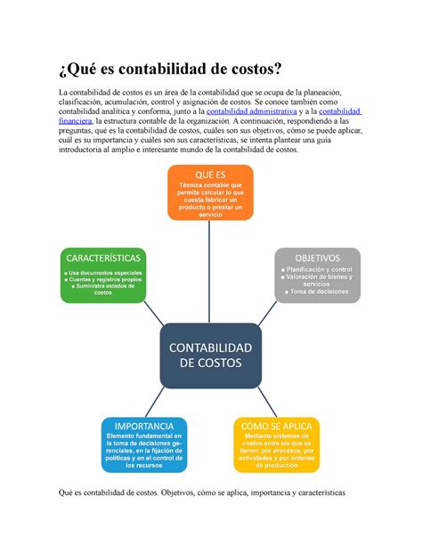 Qué es contabilidad de costos Se conoce también como contabilidad