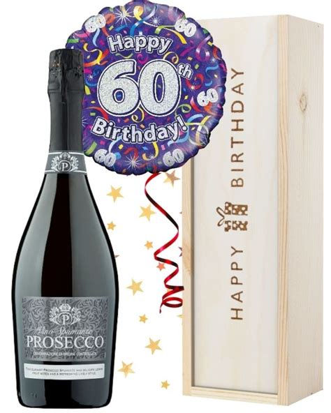 60th Birthday Prosecco And Balloon Gift Next Day Delivery UK