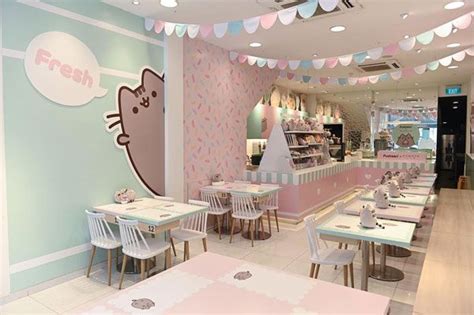 The Interior Of A Restaurant With Hello Kitty Decorations