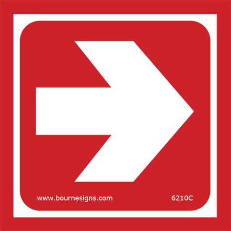 336210 Fire Equipment Sign Red Arrow Horizonr 150x150mm Impa