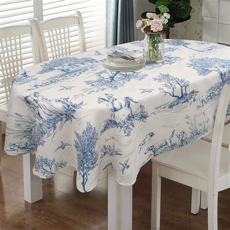 Oval Tablecloth 60 X 84 Inch Blue French Country Tablecloth For Oval