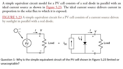 A Simple Equivalent Circuit Model For A Pv Cell Consists Of A Real