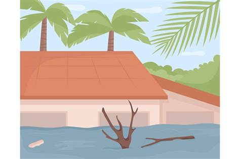 Tropical storms flat illustration | Color vector, Vector illustration ...