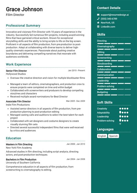 Filim Director Resume Examples And Templates For Resumedesign Ai