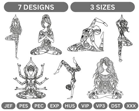 Girl in Yoga Machine Embroidery Design,instant Download - Etsy