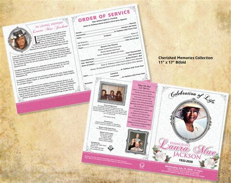 11 X 17 Large Memorial Programs Cherished Memories Collection Cherished Keepsakes