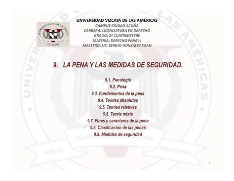 Derecho 2 Derecho Penal I Tema 9 La Pena Y Las Medidas De Seguridad