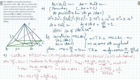 Fie Vabcd O Piramidă Patrulateră Regulată Cu Va Ab 24 Cm A
